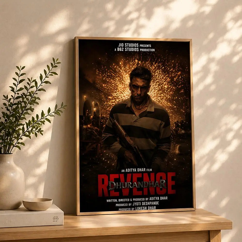 Movie-Dhurandhar 2 Poster HD Self Adhesive Waterproof Wall Art Ideal for Home Office Dorm Bedroom Great Gift Peaceful Pleasures Health and Wellness White10 21X30cmNoframe