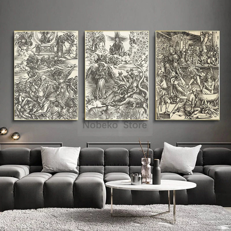 Albrecht Dürer Revelation Canvas Wall Art | B&W Christian Print