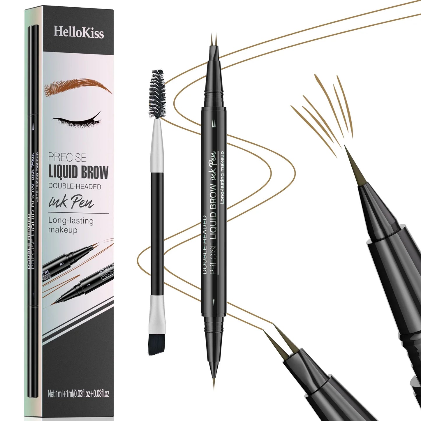 Hello Kiss Microblading Eyebrow Pen – Waterproof, 4-Tip, 5 Colors