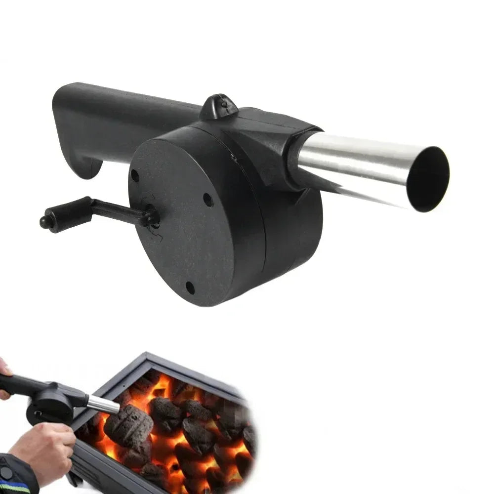 Hand-Crank BBQ Air Blower – Portable Fire Bellows for Camping