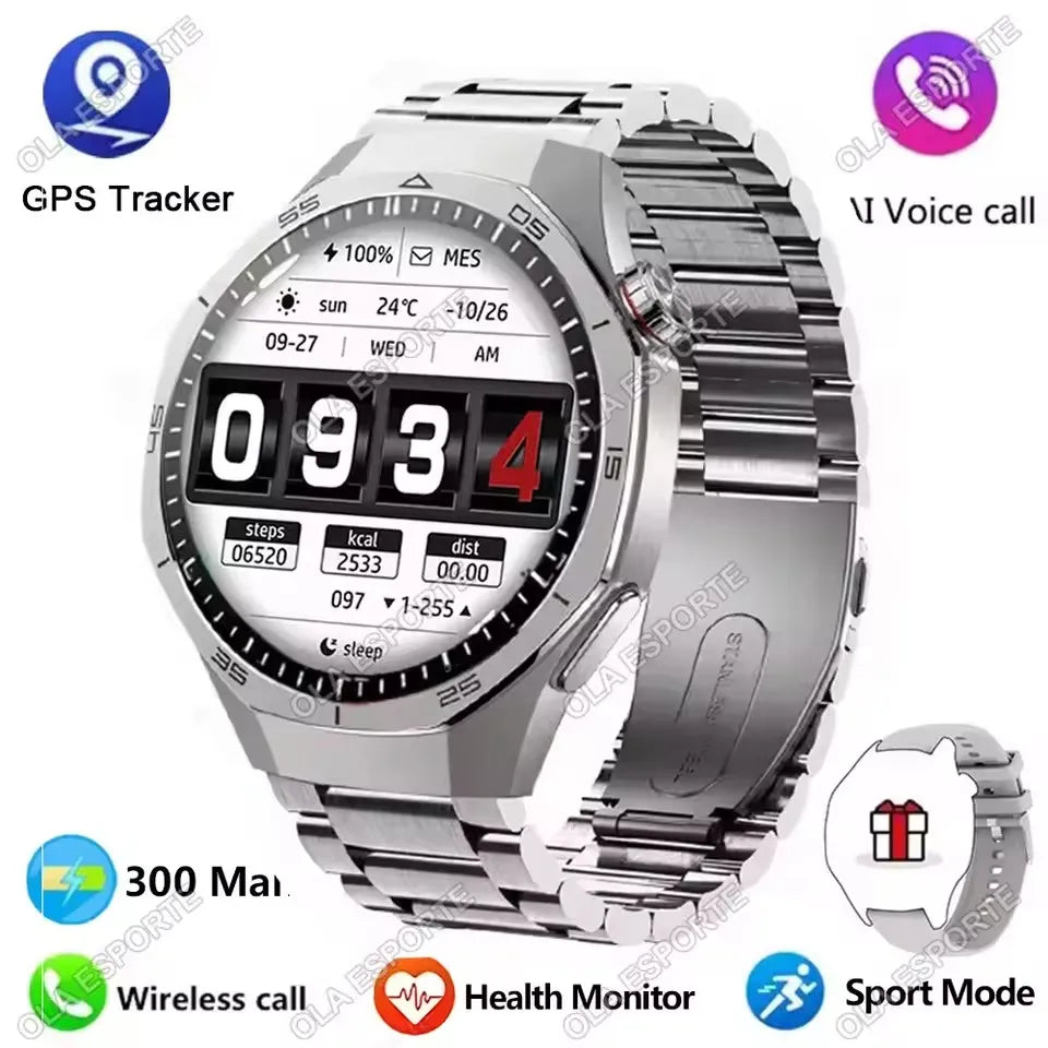 2026 New For Android ios Smart Watch Men HD AMOLED Screen GPS Motion trajectory Heart Rate Bluetooth Calls SmartWatch Waterproof Peaceful Pleasures Health and Wellness Silver22Szstrap