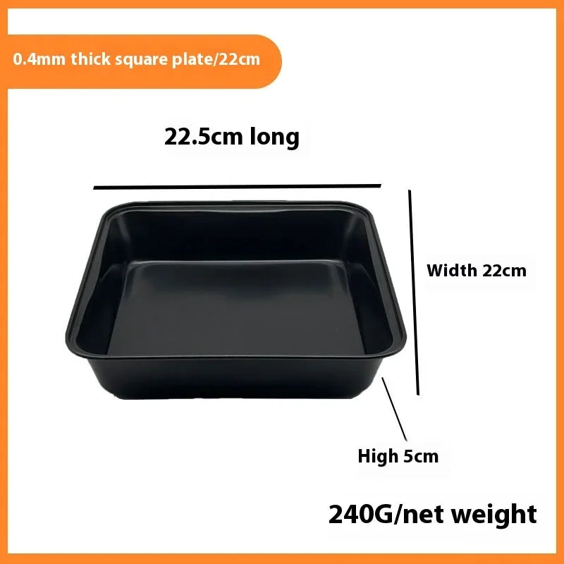 Kitchen Nonstick Rectangular Carbon Steel Roasting Pan | Rustproof Baking Tray for Bread Cake Professional Utensils Carbon Steel Peaceful Pleasures Health and Wellness black 22cm