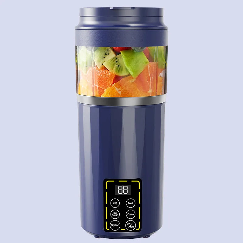 Portable USB Juicer Blender Cup – Digital Display, 600ml