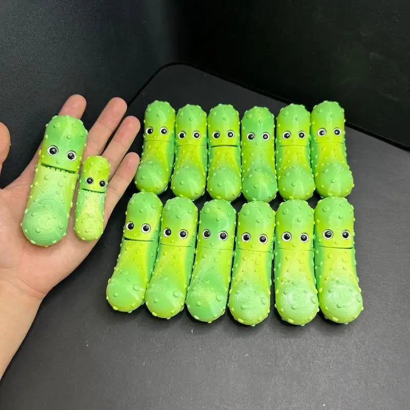 3D Printed Articulated Cucumber Figurine | Vegetable Desk Toy