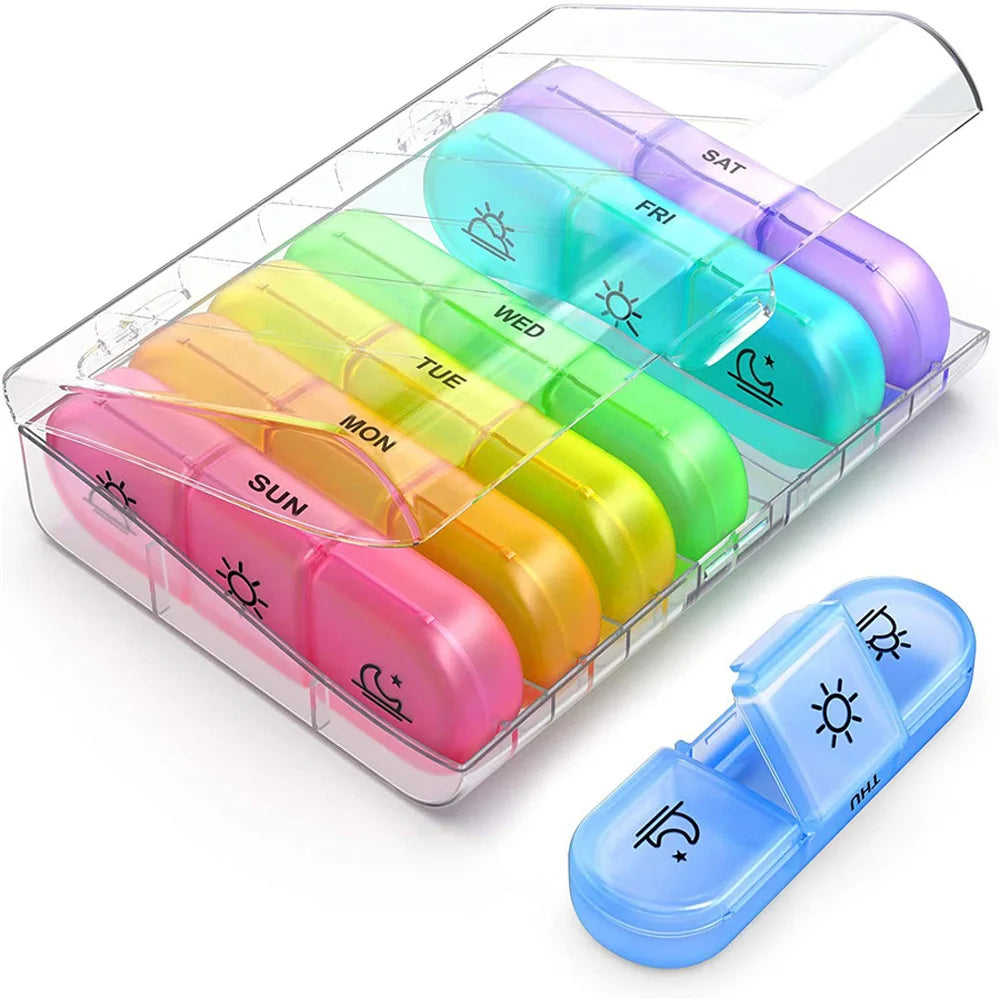 7-Day Pill Organizer – 21 Grids, 3x Daily Travel Pill Box