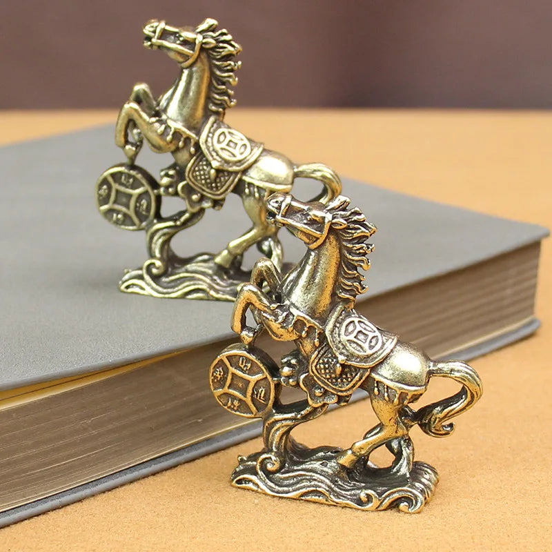 2026 Year of Horse Brass Feng Shui Horse Figurines Miniature Bless Your Career with Success Home Office Desktop Decoration Gift Peaceful Pleasures Health and Wellness