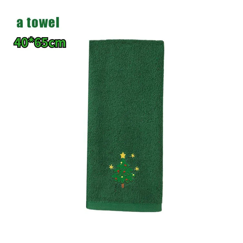 Christmas themed embroidered soft and skin friendly pure Cotton towels suitable for daily kitchen and bathroom use Peaceful Pleasures Health and Wellness 02