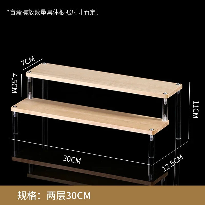 Wooden Ladder Display Stand – 2–5 Tier Acrylic Shelf Rack