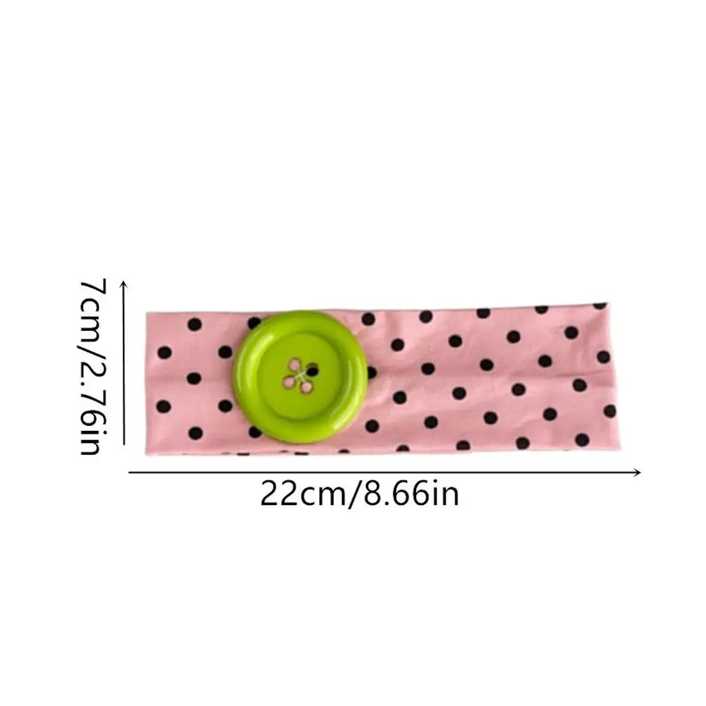 Y2K Polka Dot Button Headband – Retro Dopamine Hair Accessory