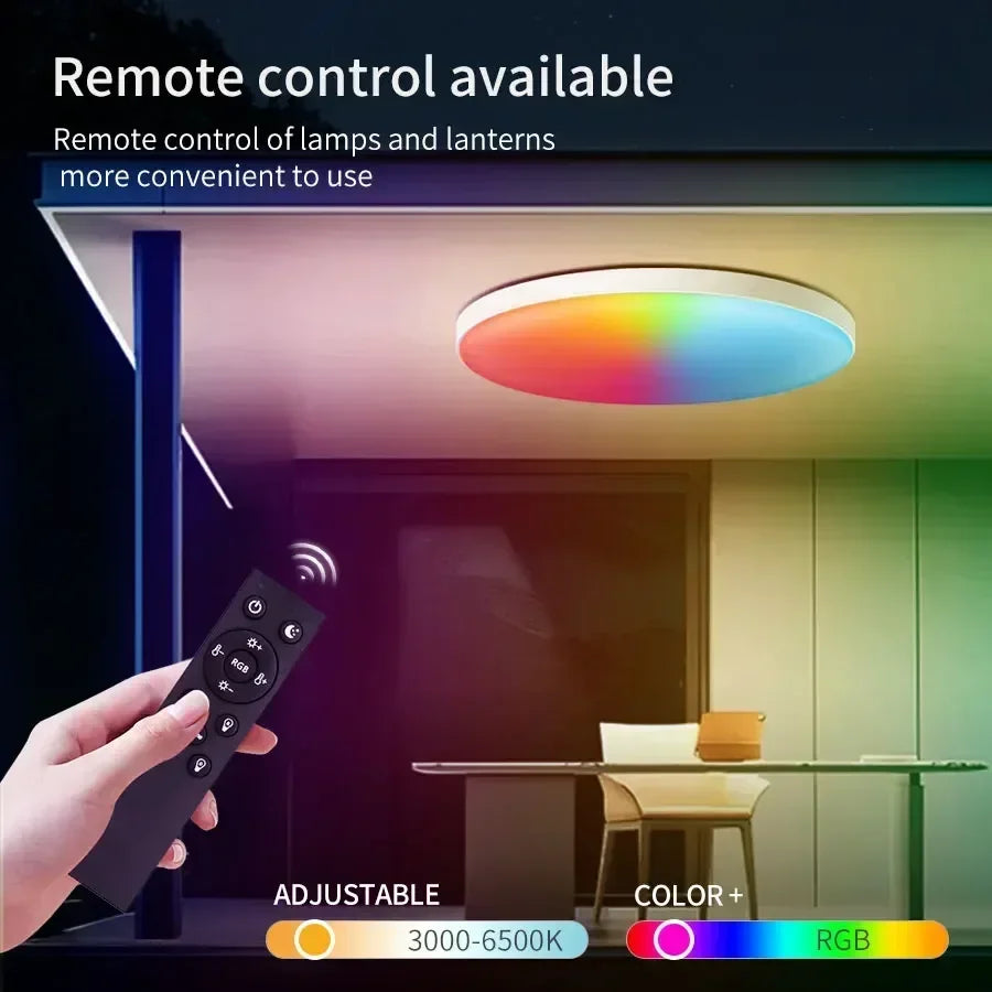 220V Tuya WiFi Smart Ceiling Light with RF 2.4G Remote Smart Life APP Alexa Google Home Voice Control 24W Round LED Ceiling Lamp Peaceful Pleasures Health and Wellness