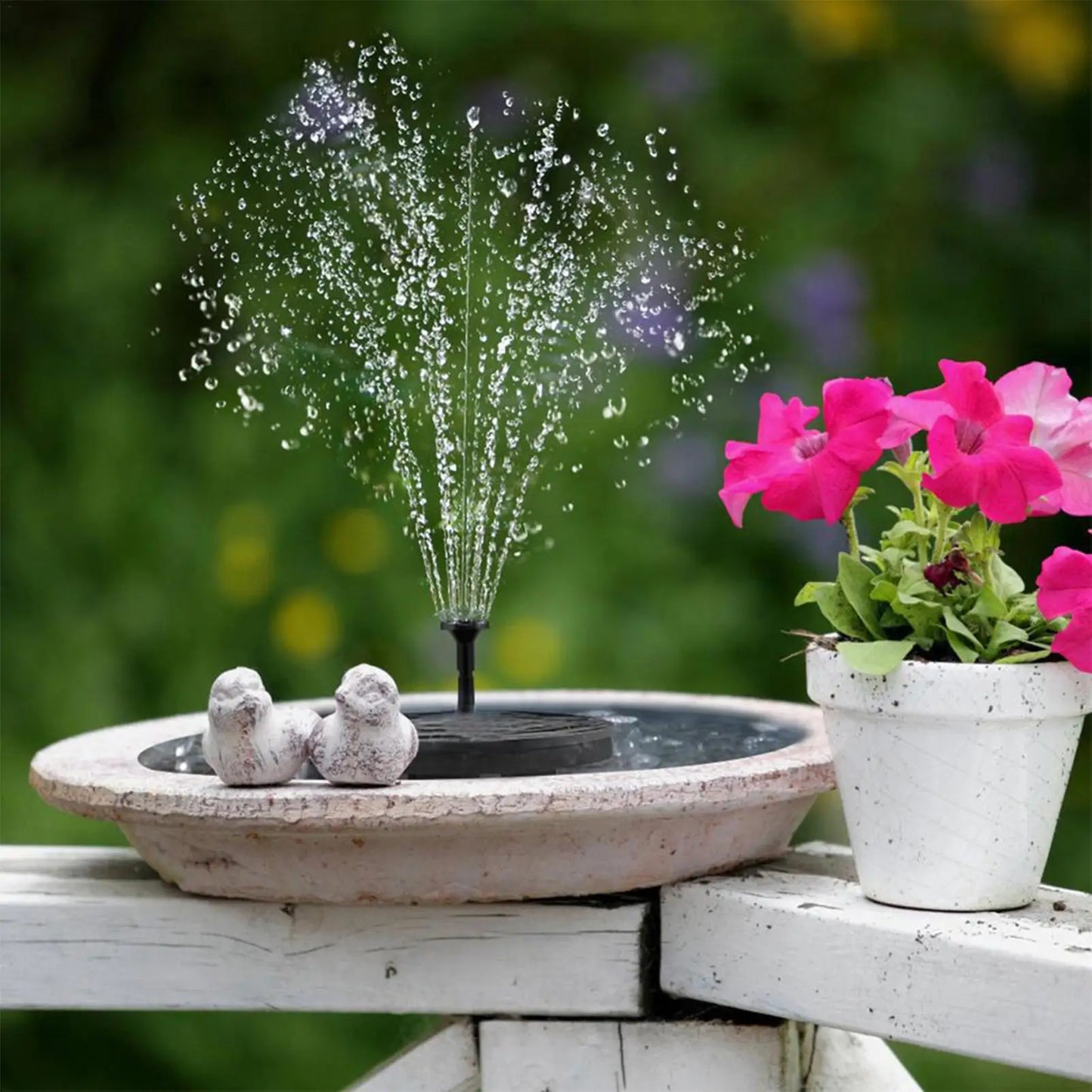 Solar Bird Bath Fountain with Light | Garden & Patio Decor