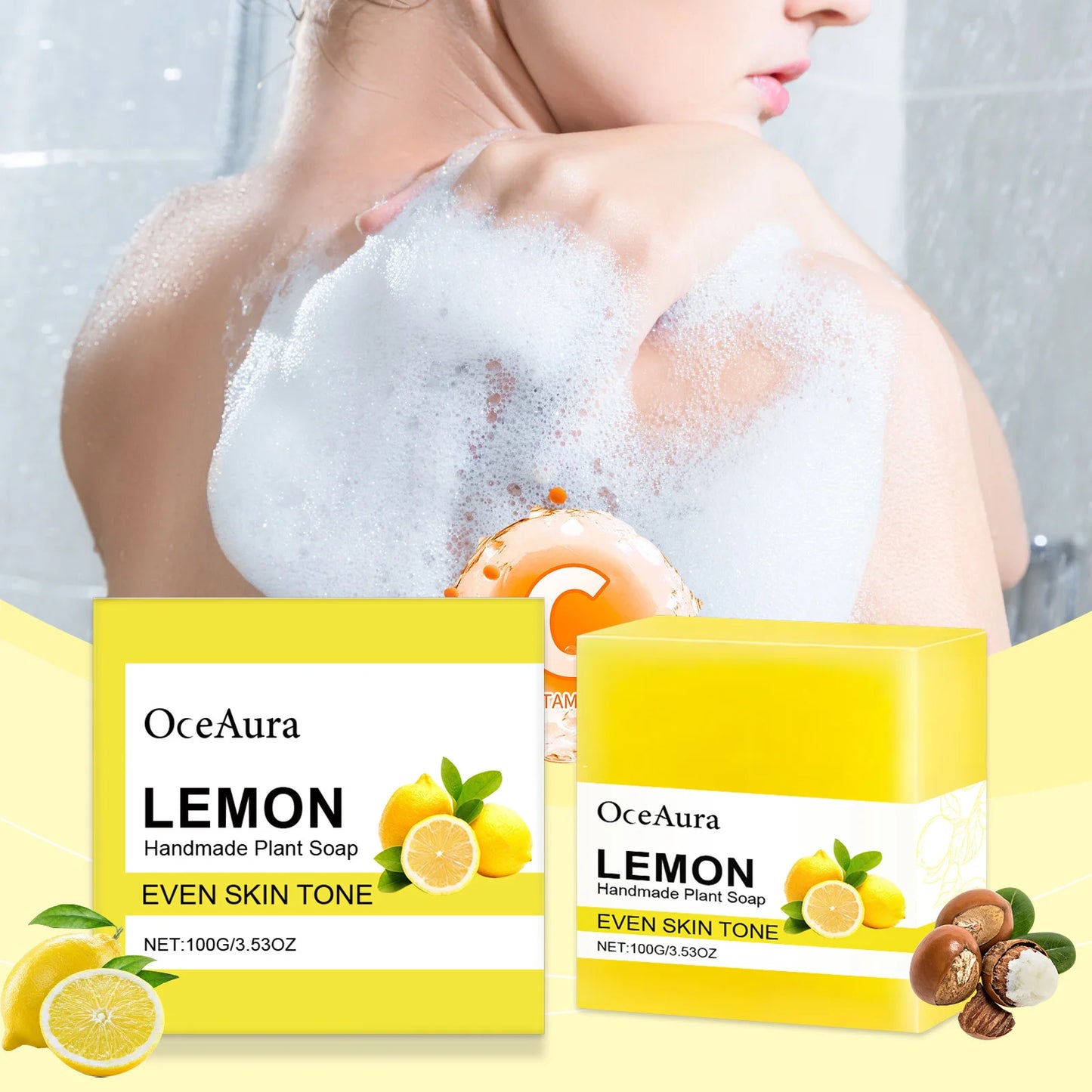 OCEAURA Lemon Handmade Essential Oil Soap Bar – 3.35 oz