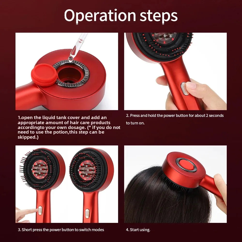 Electric Scalp Massager Comb – Red Light & Oil Applicator