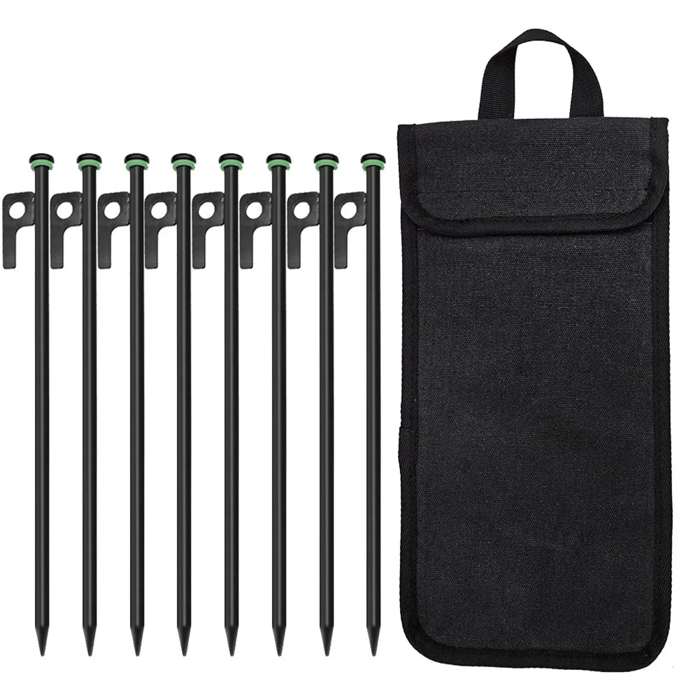 Forged Steel Tent Stakes 4/8Pcs – 30cm Heavy Duty Pegs & Bag