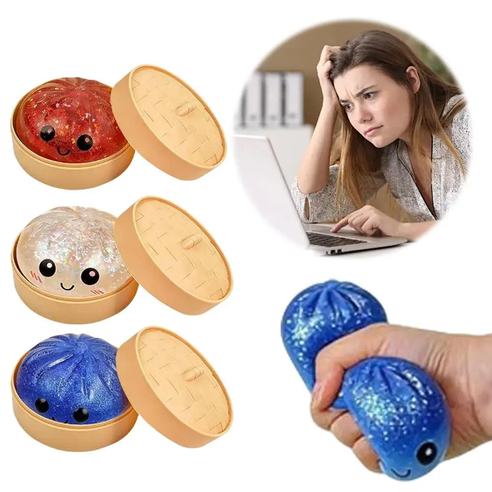 Dumpling Squishy Toy | Soft Steamed Bun Squeeze Fidget Toy