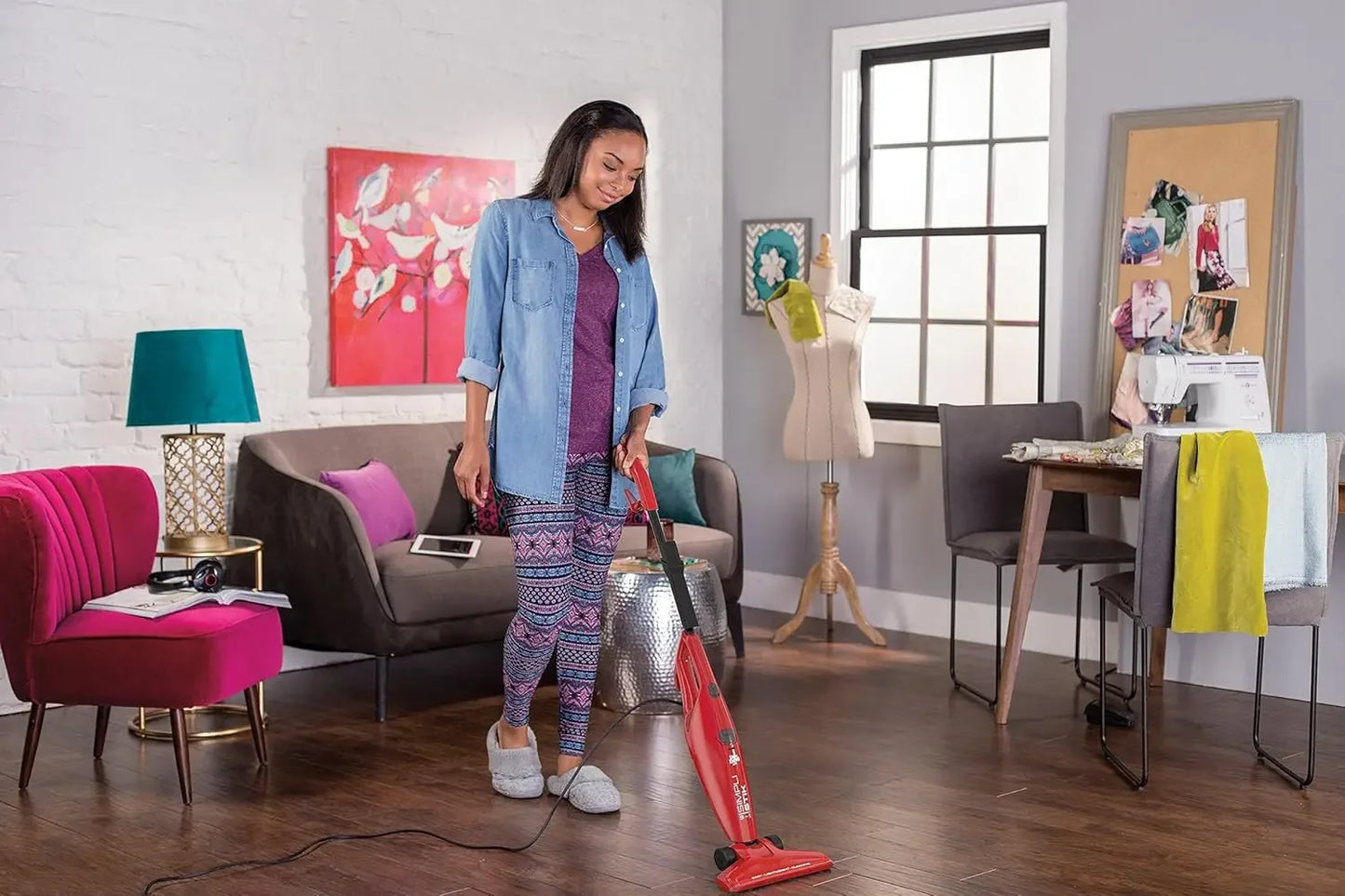 Lightweight Corded Bagless Stick Vacuum Cleaner with Handheld Mode, Red Peaceful Pleasures Health and Wellness