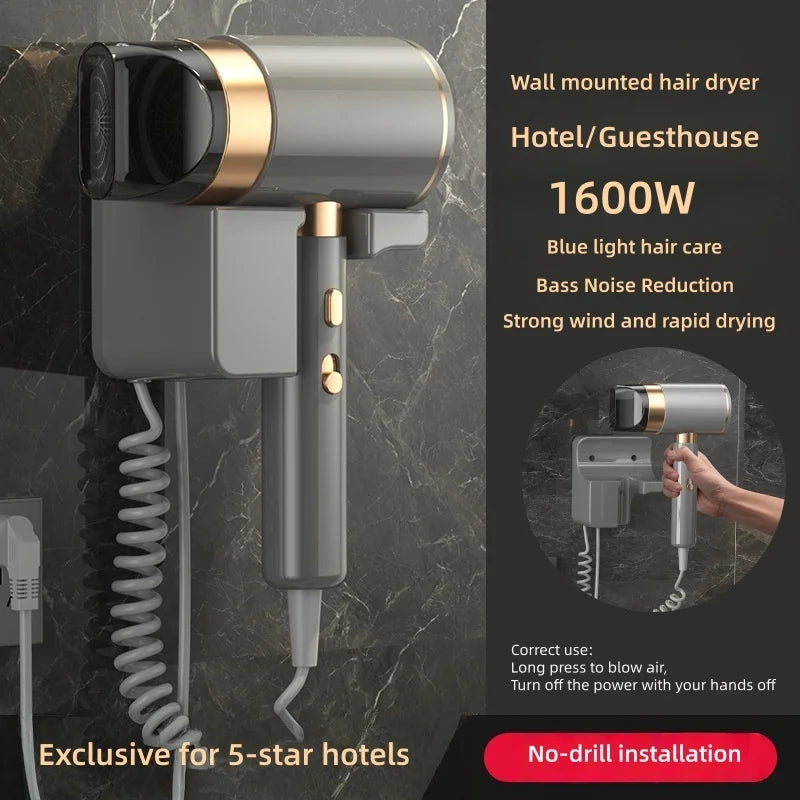 New Product: High Power, Fast Drying, Silent, Hole Free Installation Wall Mounted Hair Dryer For Hotels/Homestays 220V Peaceful Pleasures Health and Wellness