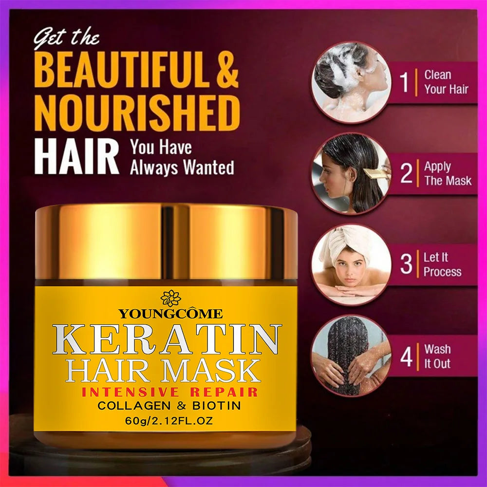 YOUNGCOME Keratin Hair Mask – Biotin, Collagen & Repair
