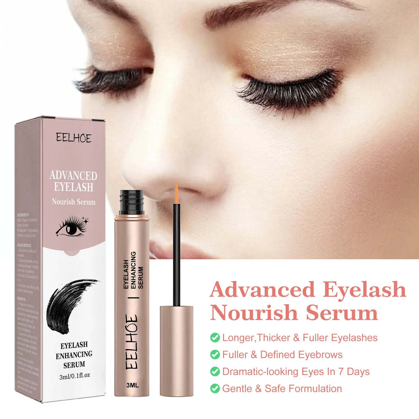 EELHOE Eyelash Growth Serum for Fuller Thicker Lashes Peaceful Pleasures Health and Wellness