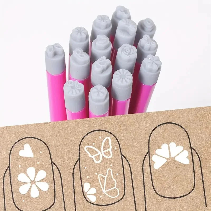Nail Art Stamp Pen Set – Flower & Butterfly Transfer Printing