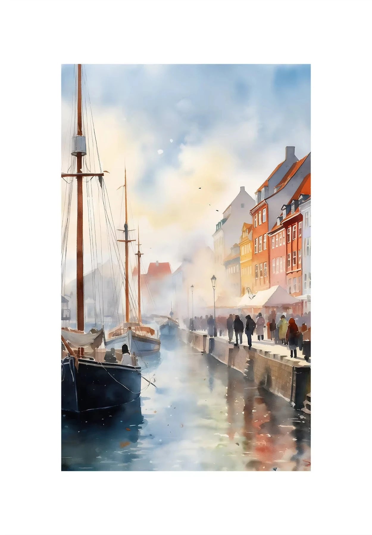 Watercolor World Scenery Canvas Print | Frameless Wall Art Canvas Wall Print Peaceful Pleasures Health and Wellness