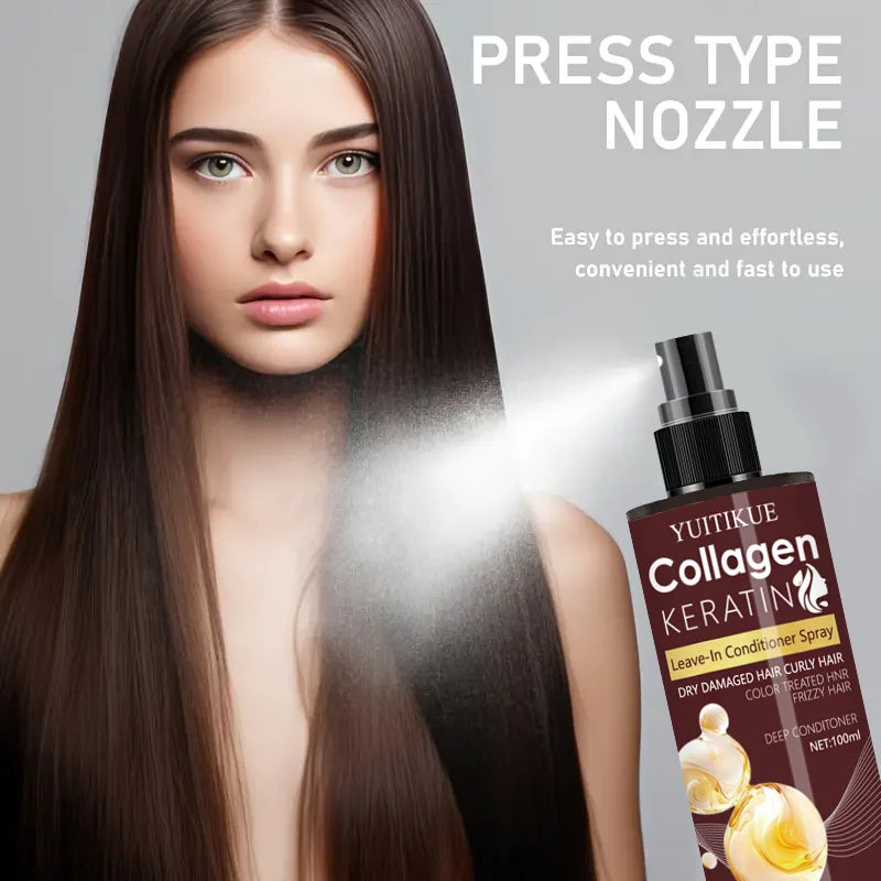 YUITIKUE Collagen Keratin Leave-In Spray for Dry/Damaged/Curly/Frizzy Hair - Deep Conditioner & Moisturizer with Visible Changes Peaceful Pleasures Health and Wellness Default Title