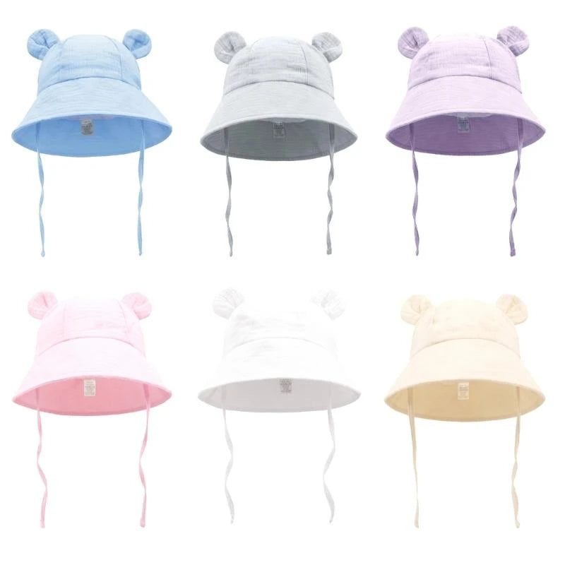 Baby Wide Brim Sun Hat | Cotton Bucket Hat for 0–3 Years