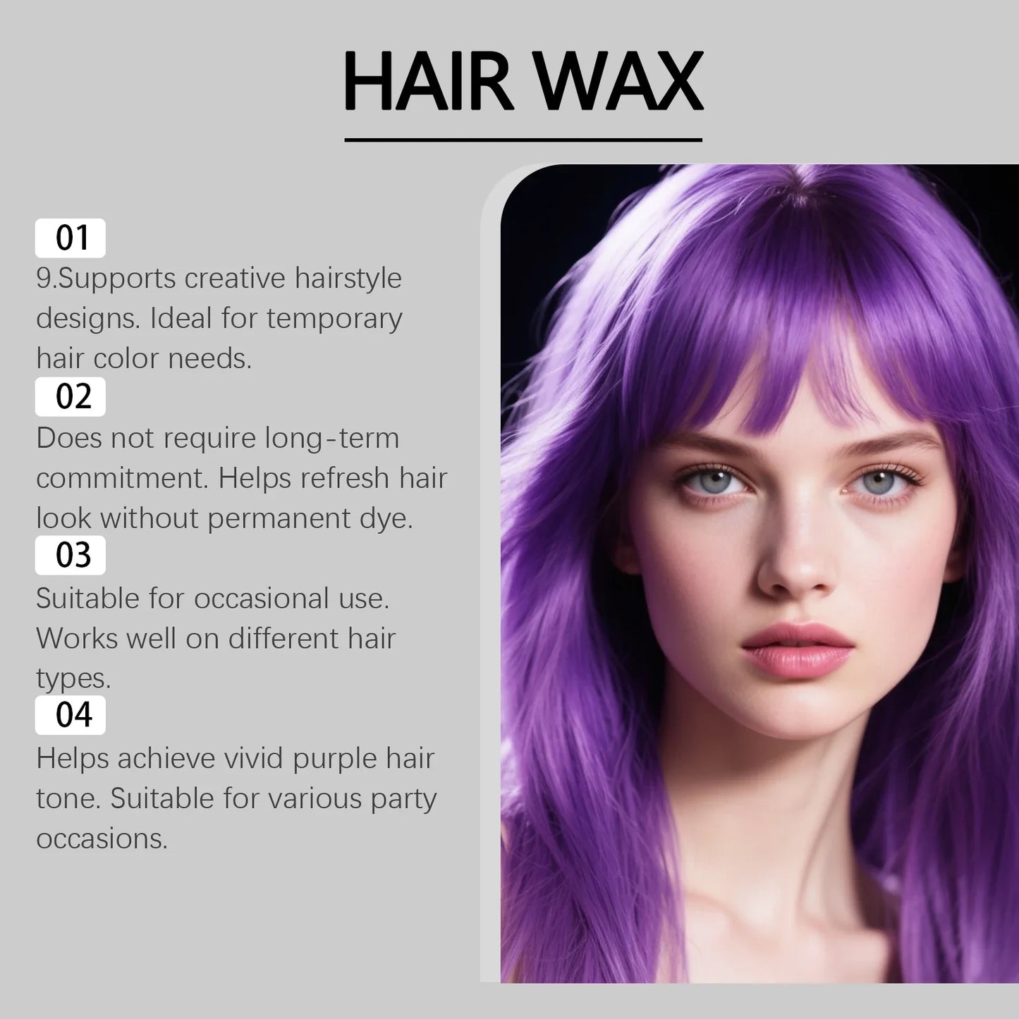Purple Temporary Hair Color Wax – Wash-Out Dye for Men & Women