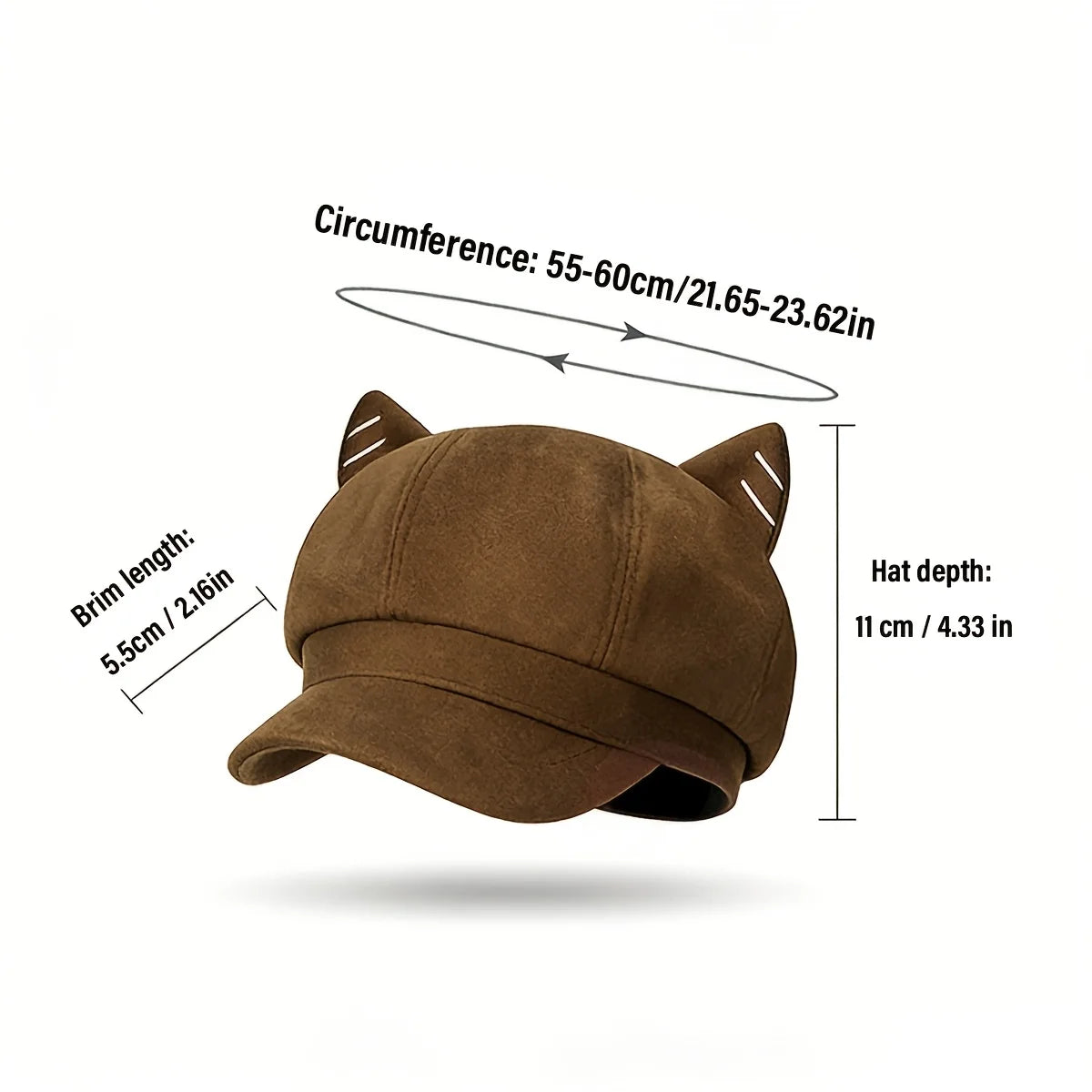 Fashion Beret Hat for Women, Cat Ear Painter Cap Solid Color Retro Octagonal Hat for Spring Autumn Casual Daily Outfits Peaceful Pleasures Health and Wellness