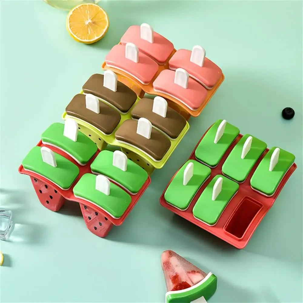 Ice Cream Mold With Cover Watermelon Shape Mold DIY Homemade Ice Popsicle Mould Frozen Juice Milk Kitchen Ice Cream Make Tools Peaceful Pleasures Health and Wellness