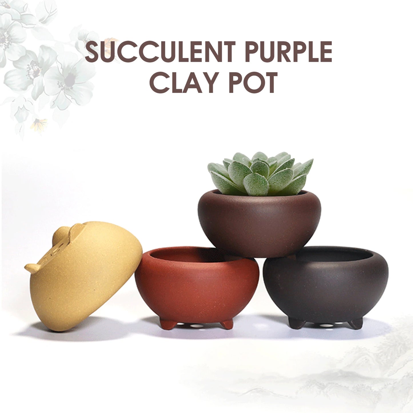 Round Ceramic Succulent Planter Pot | Sandstone Bonsai Desktop Decor