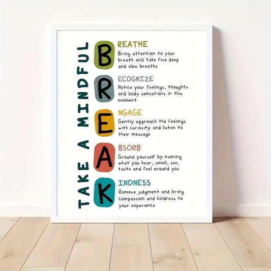 Mindful Breathing Inspirational Quote Canvas Wall Art Print Inspirational Canvas Print Peaceful Pleasures Health and Wellness G3897 40x50cm Unframed