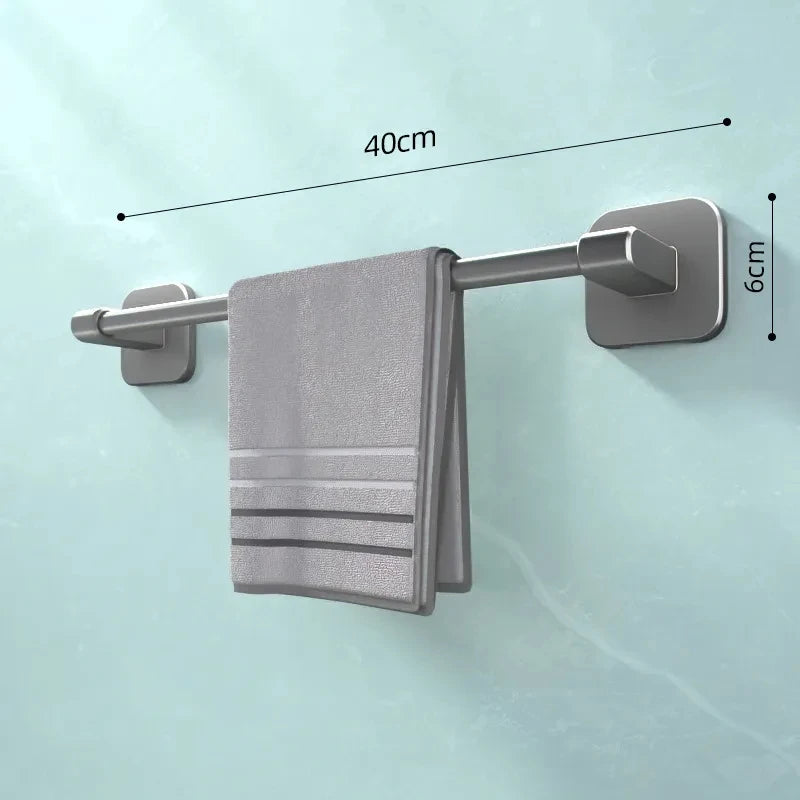 No-Drill Suction Cup Towel Bar | Wall Mount Aluminum Rack