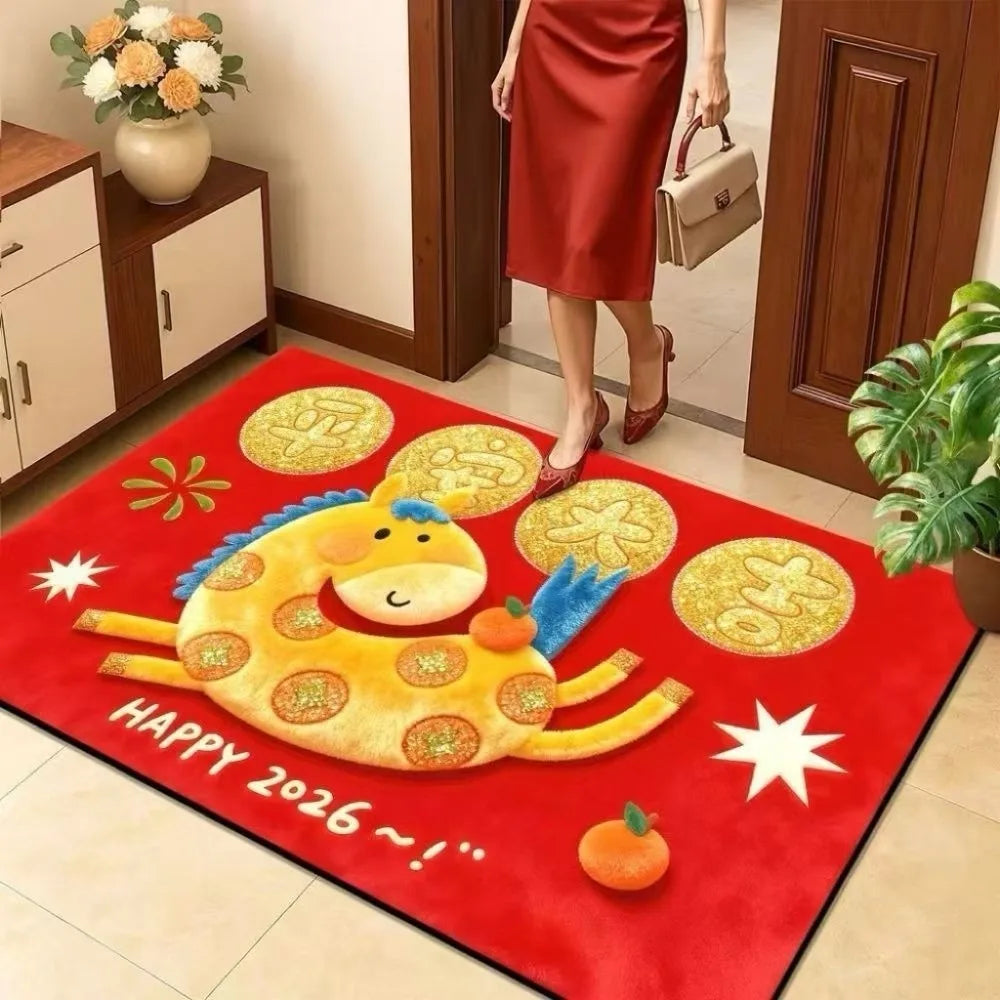 2026 New Year Horse Door Mat – Anti-Slip Quick Dry Rug