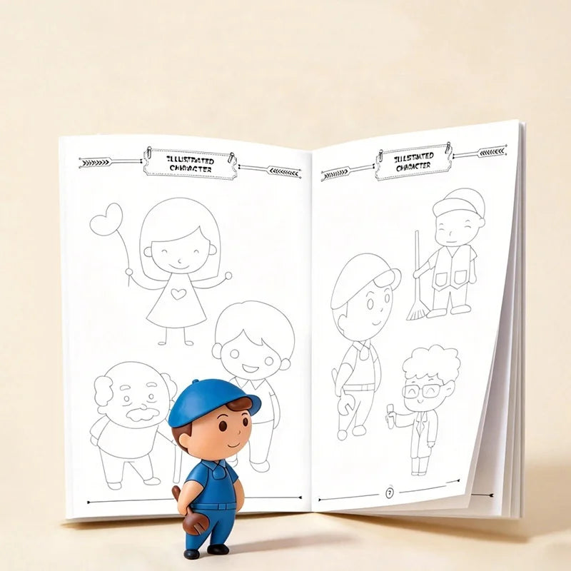 Children Simply Drawing Tracing Book Cartoon Line Draft Painting