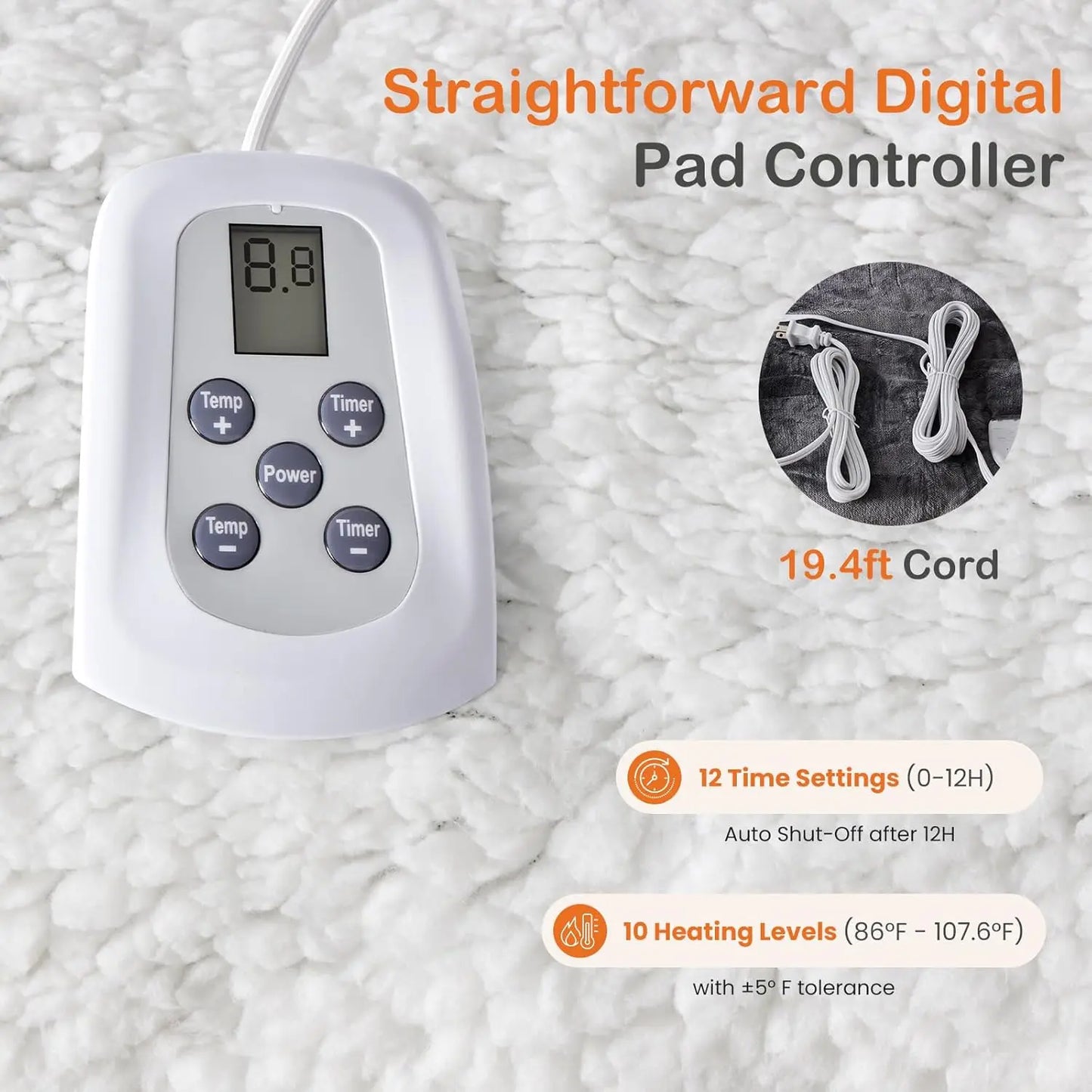 Twin Electric Heated Blanket – 10 Levels, Flannel & Sherpa Peaceful Pleasures Health and Wellness