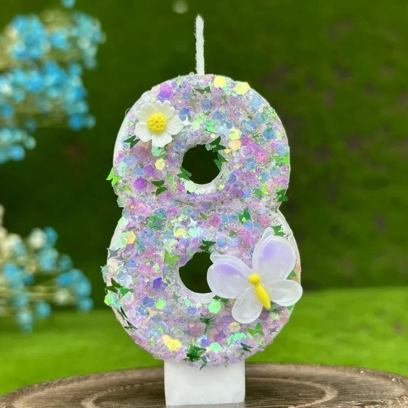 2025 Hot 0-9 Digits DIY Birthday Candles Butterfly Flowers Children's Birthday Girls Number Cake Decorations Candle Room Decor Peaceful Pleasures Health and Wellness 8