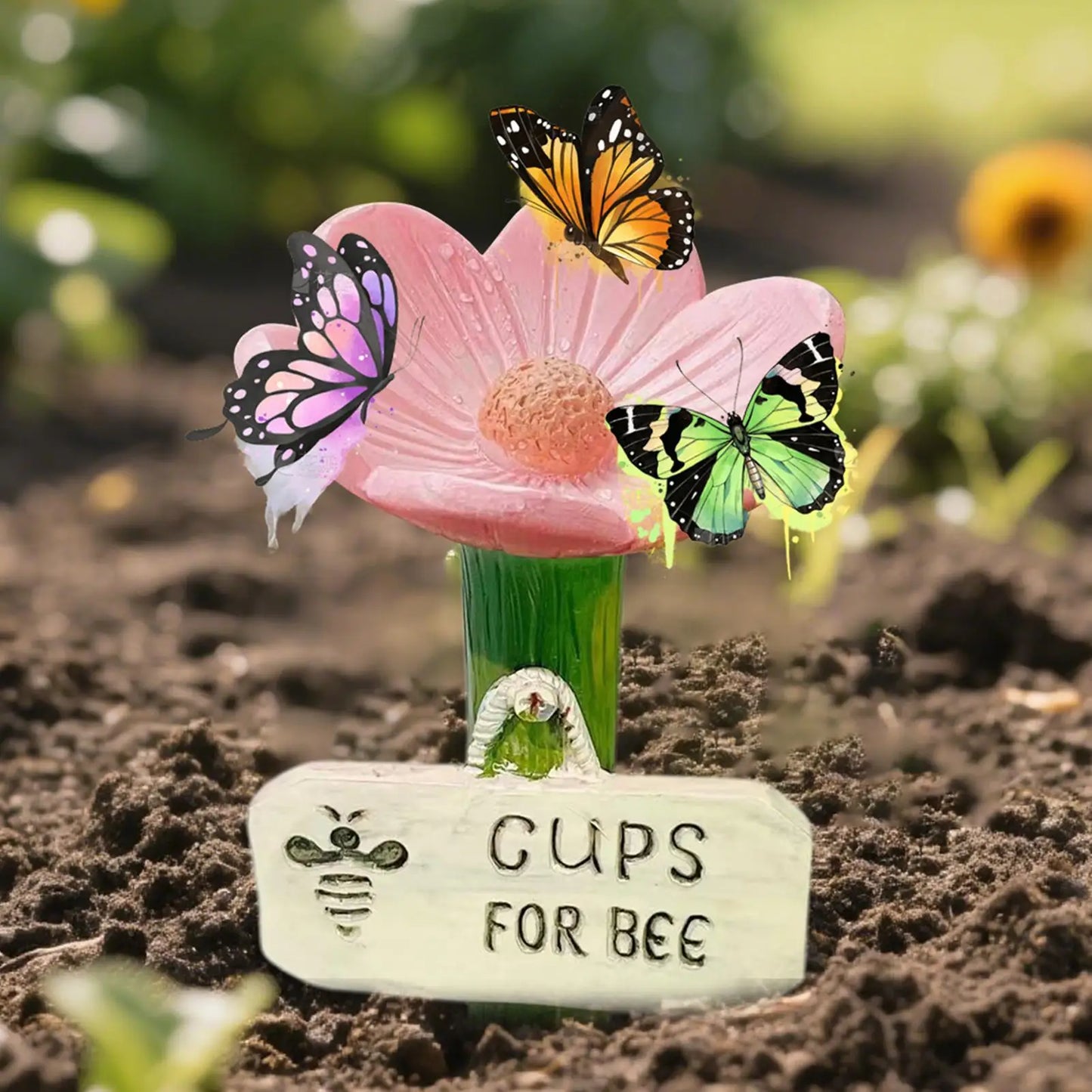 Bee Bath Bowl & Butterfly Pollinator Feeder | Flower Design