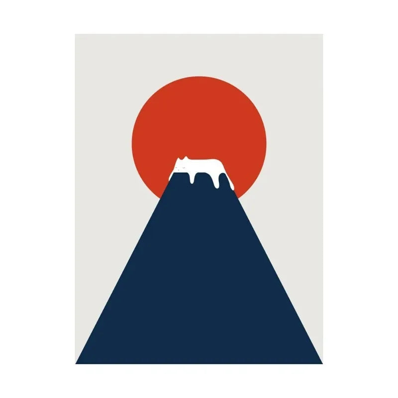 Scandinavian Minimalist Cat Canvas Wall Art | Abstract Poster