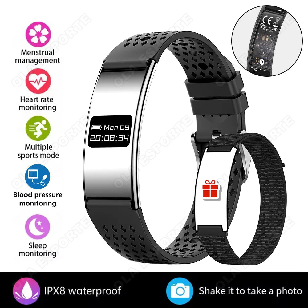 Sports Step Count Smart Bracelet 2026 New Men Women Health Monitoring Fitness Smart Watch Heart Rate Sleep Monitoring Smart Band Peaceful Pleasures Health and Wellness Black-White Smartwatch