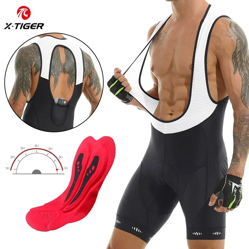 X-TIGER Men's 5D Gel Pad Cycling Bib Shorts UPF50+ Breathable