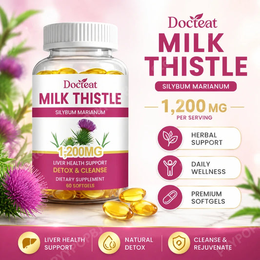 Milk Thistle Dandelion Softgels 1200mg 60CT | Non-GMO Wellness Herbal Supplement Peaceful Pleasures Health and Wellness