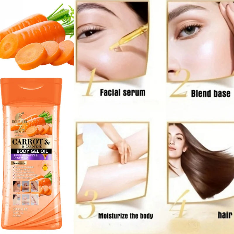 200ML CARROT B-CAROTENE BODY GEL OIL Moisturizing Essential Oil Body Oil Unisex Full Body Care Oil for Body, Face, Hand, Peaceful Pleasures Health and Wellness
