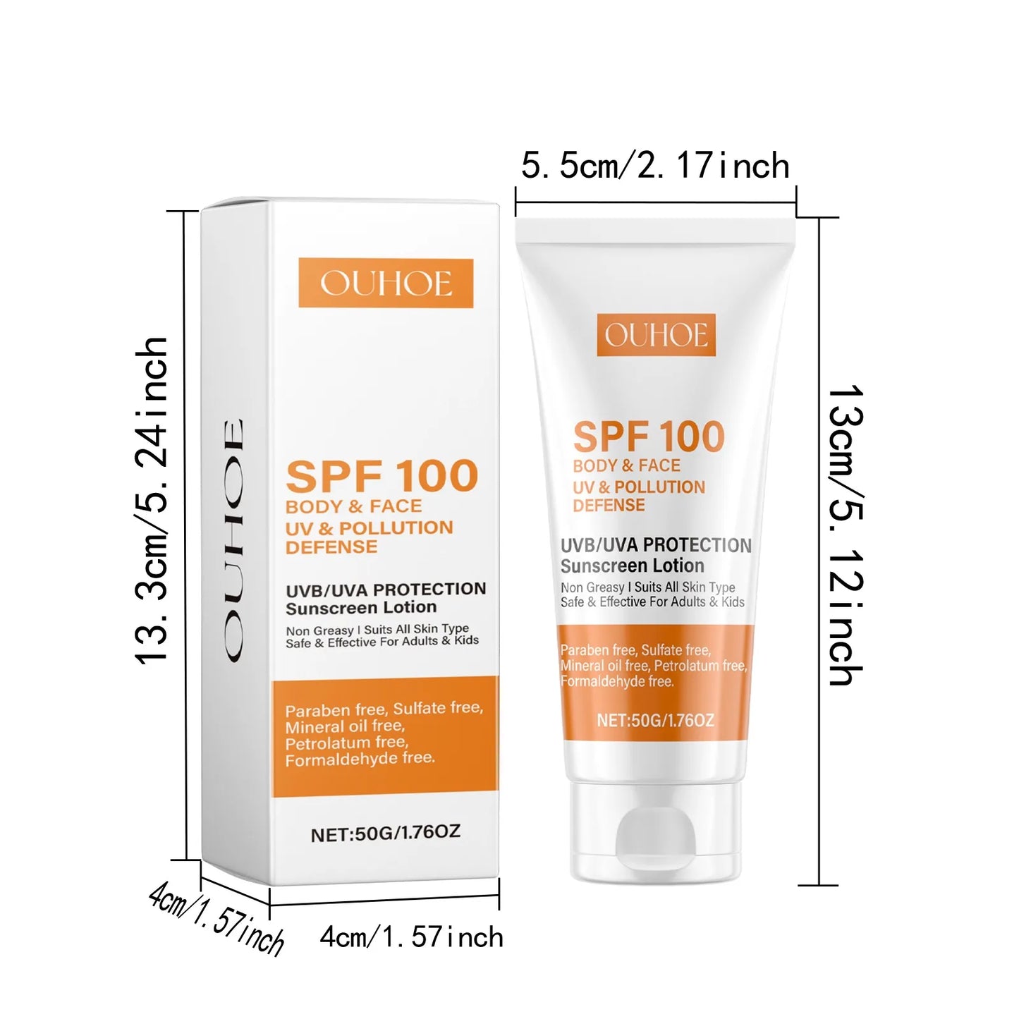 SPF 100 Hydrating Sunscreen Lotion – UVA/UVB Waterproof 50g