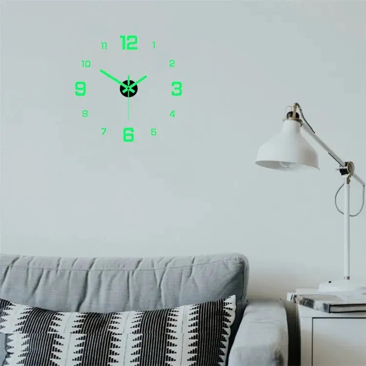EW Creative Simple Luminous Digital Clock European Style DIY Silent Wall Clock Study Living Room Punch-Free Wall Sticker Clock Peaceful Pleasures Health and Wellness