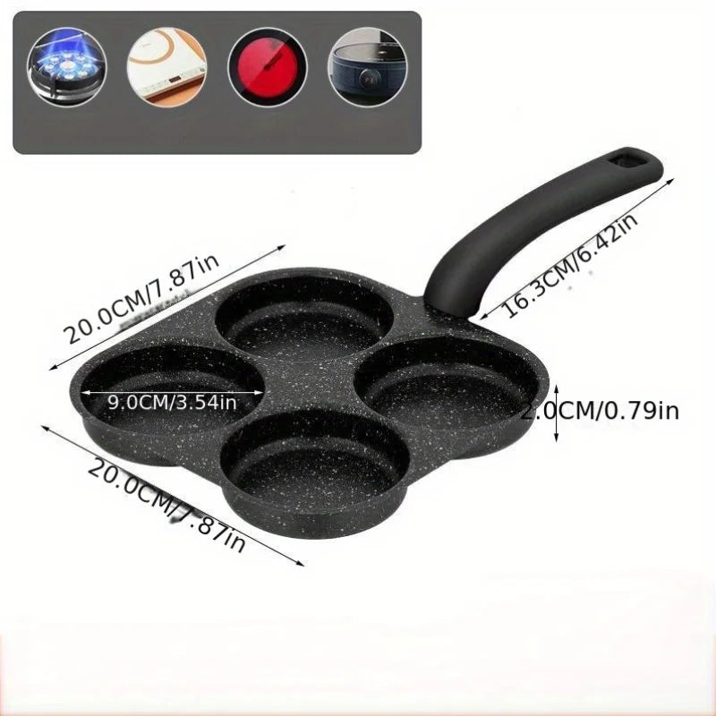 Non-Stick 4-in-1 Cast Iron Egg Cooker - Single Handle Frying Pan, Dishwasher Safe, Compatible with Electric Coil Stoves Peaceful Pleasures Health and Wellness