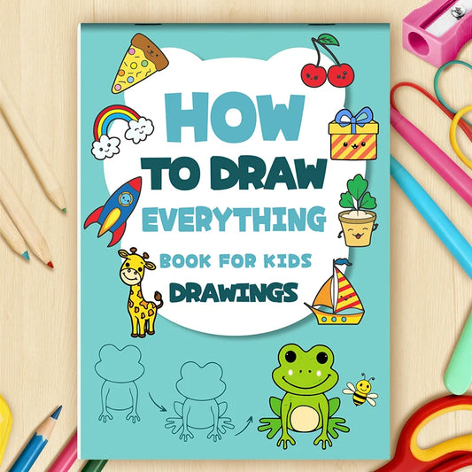 How Draw Everything Book Kids 32 Pages Step Simple Drawing Coloring Peaceful Pleasures Health and Wellness