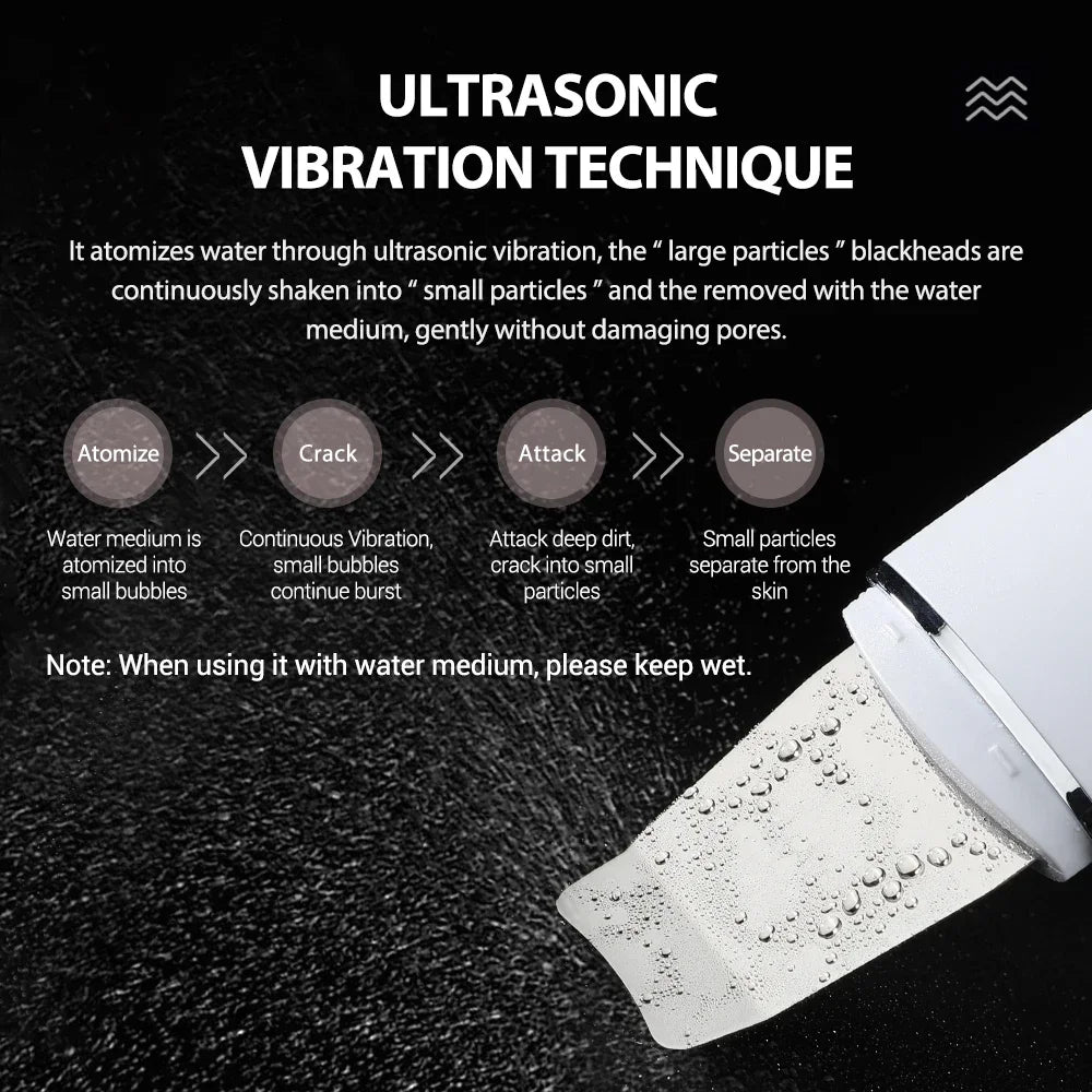 Ultrasonic Skin Scrubber Electric Facial Cleansing Pore Deep Cleanser Acne Blackhead Remover Peeling Shovel Lifting Skin Care Peaceful Pleasures Health and Wellness
