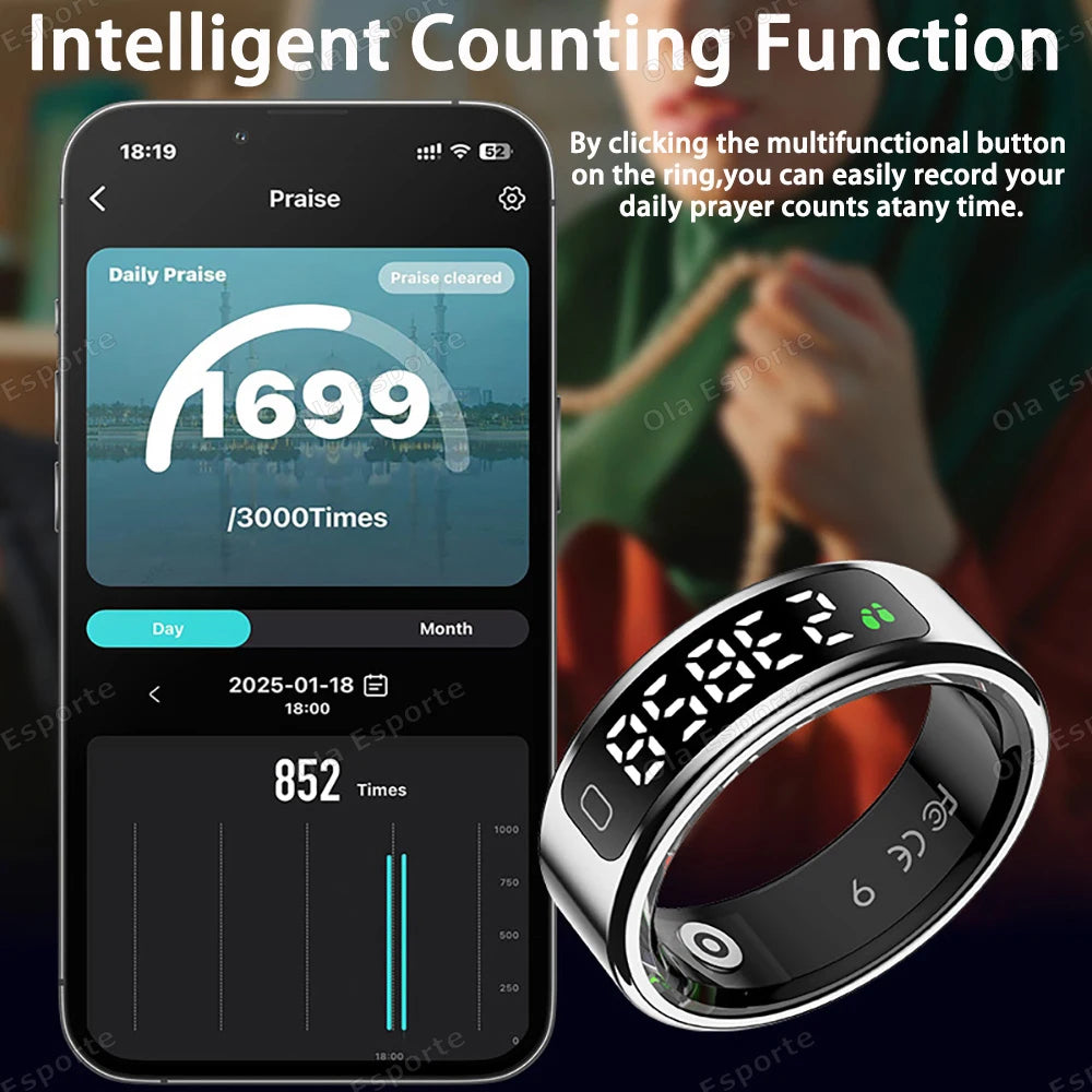 Ola Esporte R11C Smart Ring with Display | Health Tracker