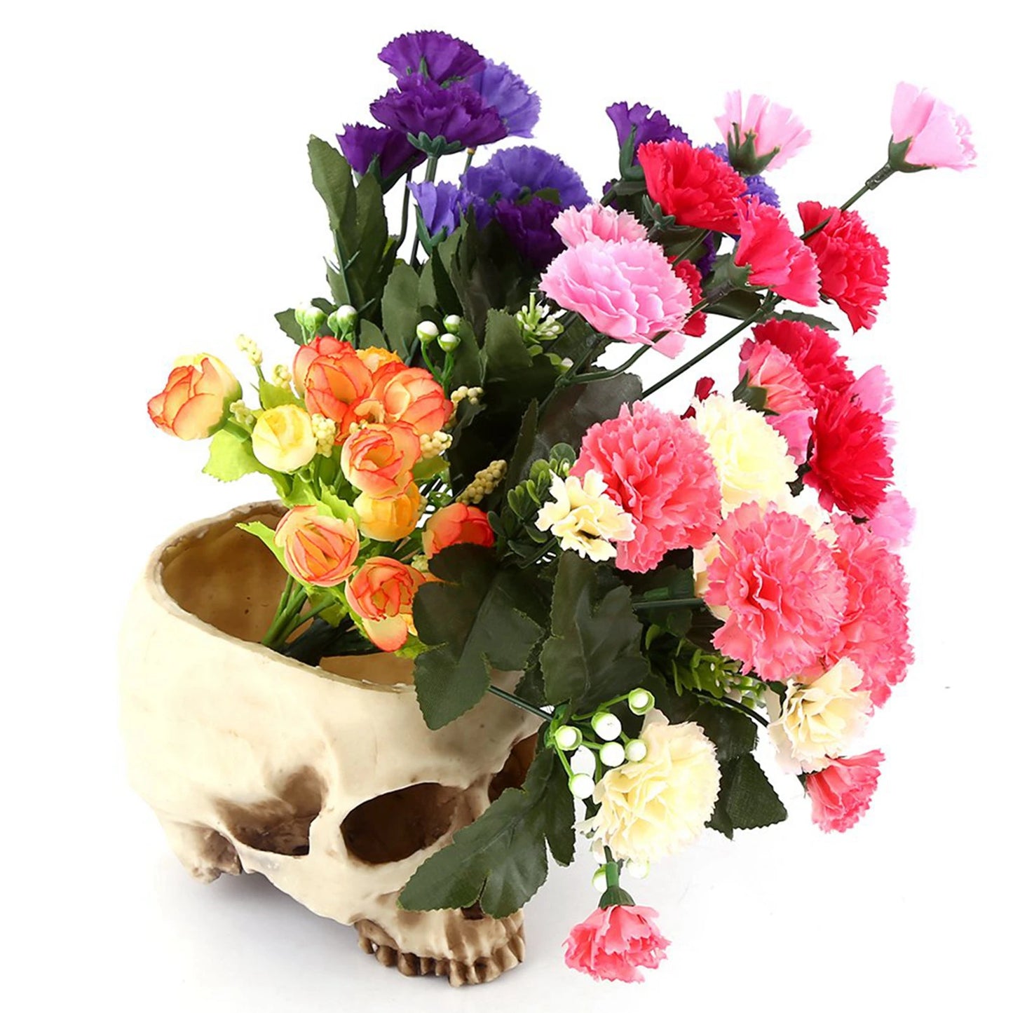 Resin Skull Flower Pot | Gothic Planter & Halloween Decor